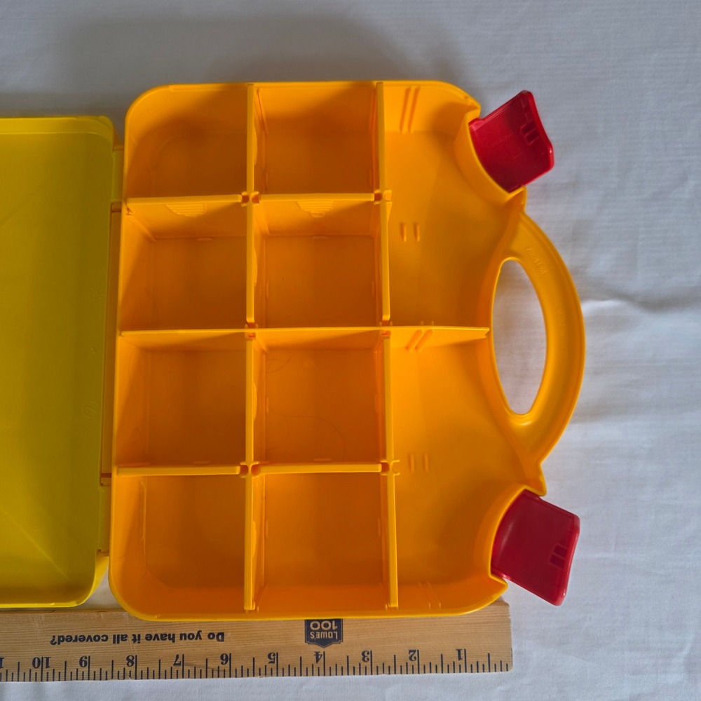 LEGO Yellow Plastic Storage Carrying Case Organizer with Red Latches Handle - Picture 5 of 16